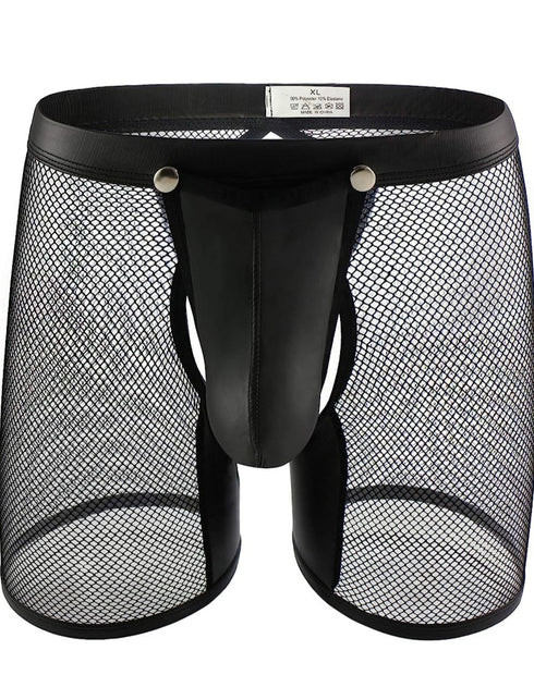 Sexy Black Mesh Underwear with Bulge pocket and Open back